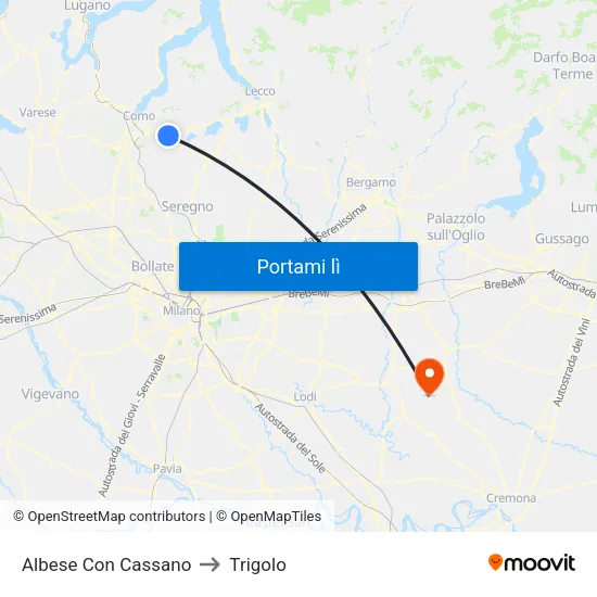 Albese Con Cassano to Trigolo map