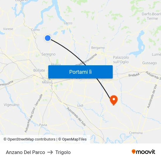 Anzano Del Parco to Trigolo map