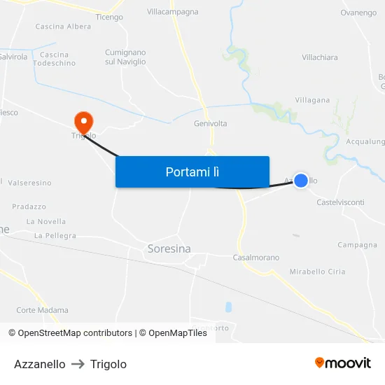 Azzanello to Trigolo map