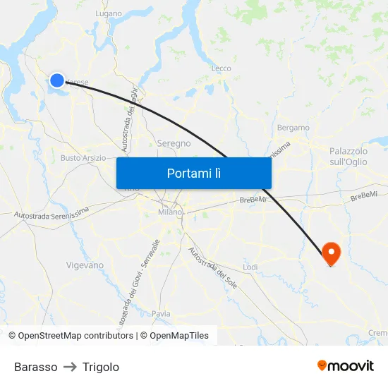 Barasso to Trigolo map