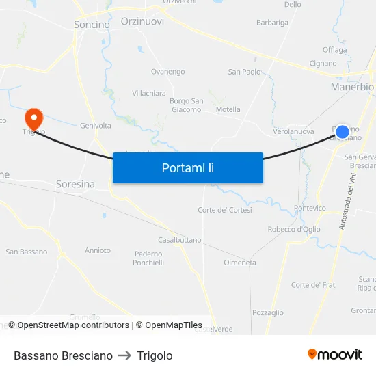 Bassano Bresciano to Trigolo map