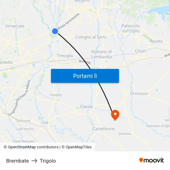 Brembate to Trigolo map