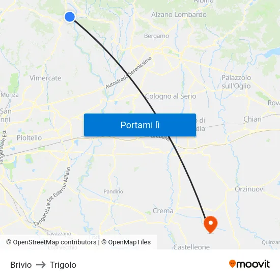 Brivio to Trigolo map