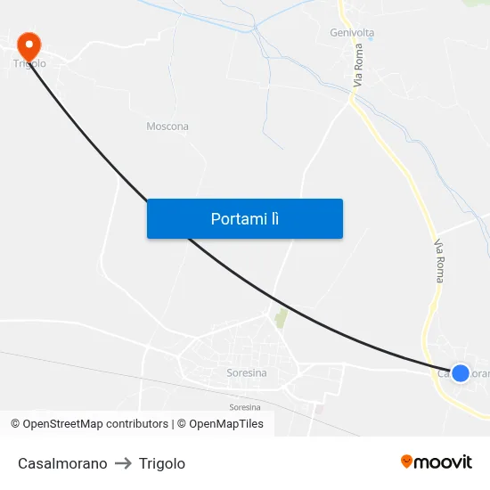 Casalmorano to Trigolo map
