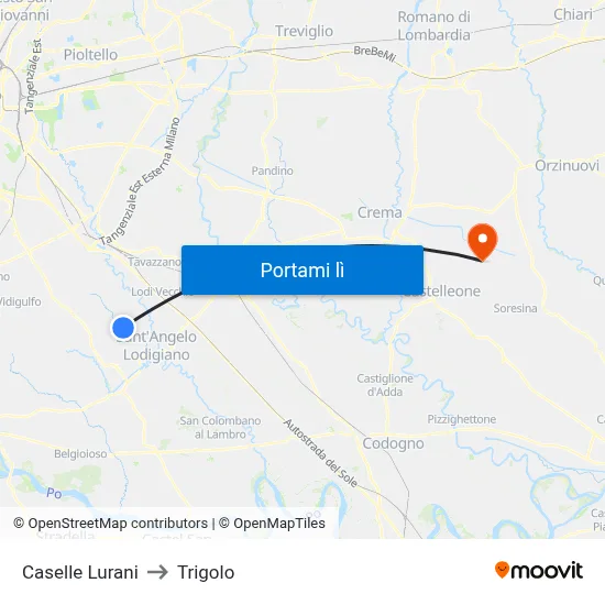 Caselle Lurani to Trigolo map