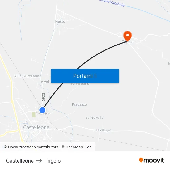 Castelleone to Trigolo map