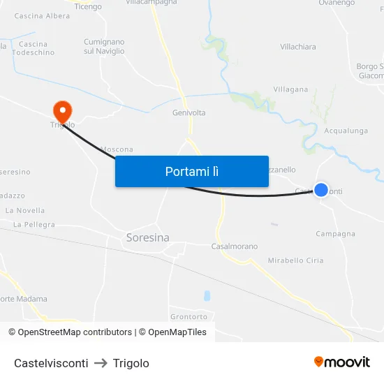 Castelvisconti to Trigolo map