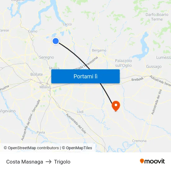 Costa Masnaga to Trigolo map