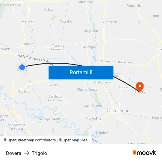 Dovera to Trigolo map