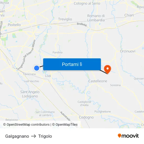 Galgagnano to Trigolo map