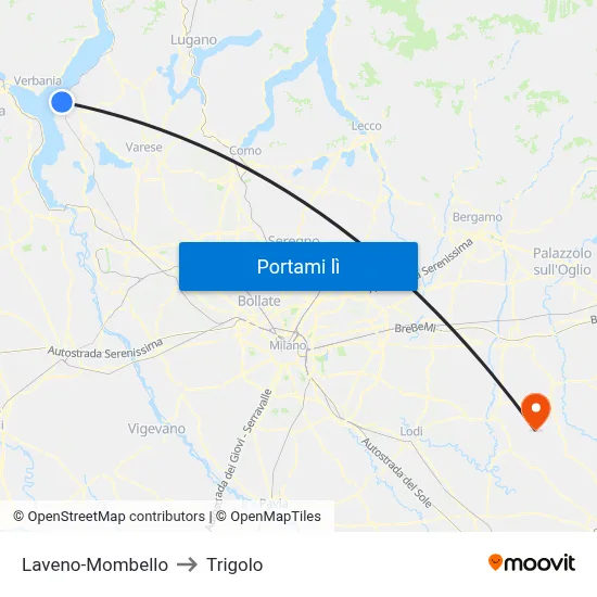 Laveno-Mombello to Trigolo map