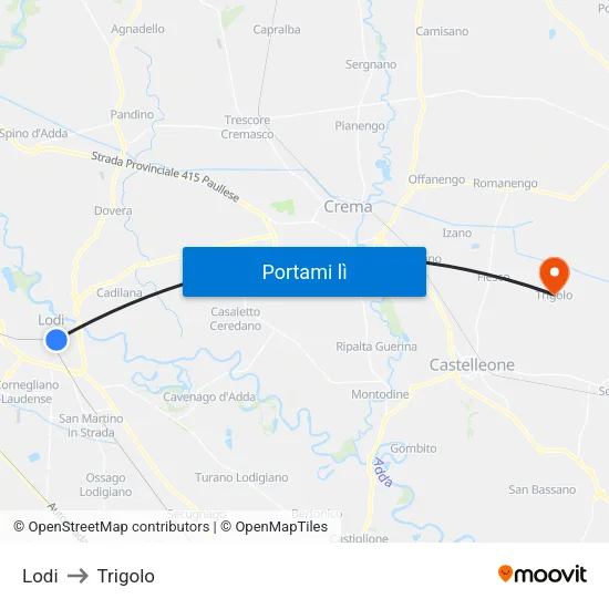 Lodi to Trigolo map