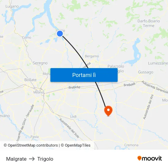 Malgrate to Trigolo map