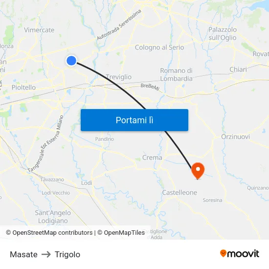Masate to Trigolo map
