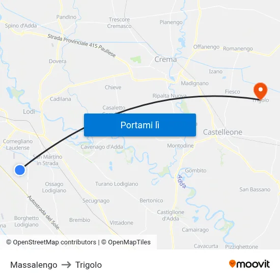 Massalengo to Trigolo map