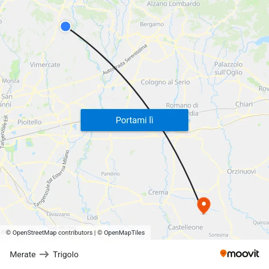 Merate to Trigolo map