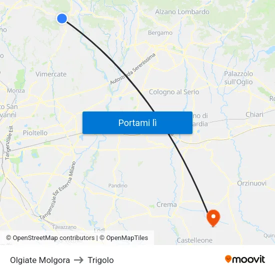 Olgiate Molgora to Trigolo map