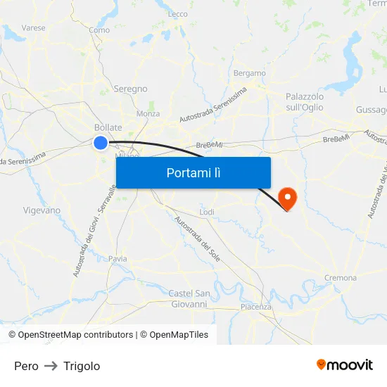 Pero to Trigolo map