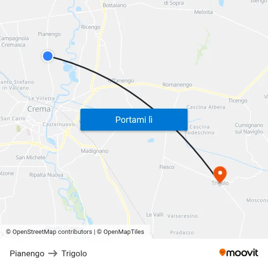 Pianengo to Trigolo map