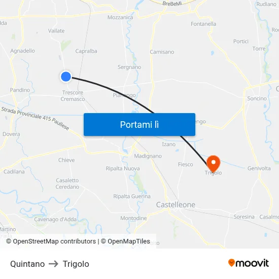 Quintano to Trigolo map