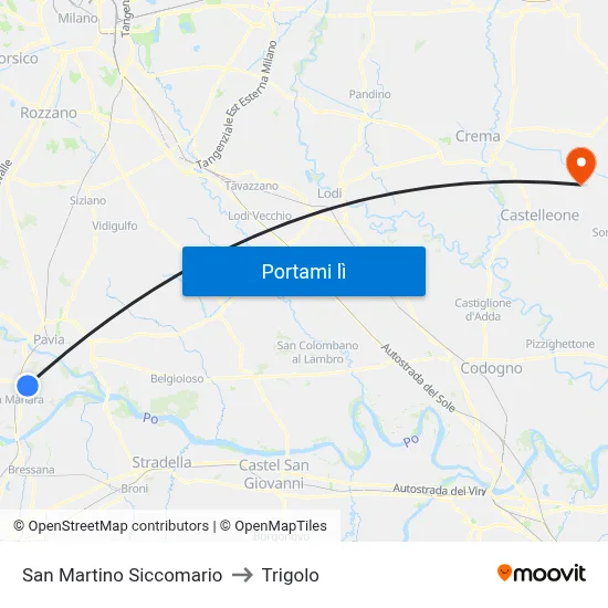 San Martino Siccomario to Trigolo map