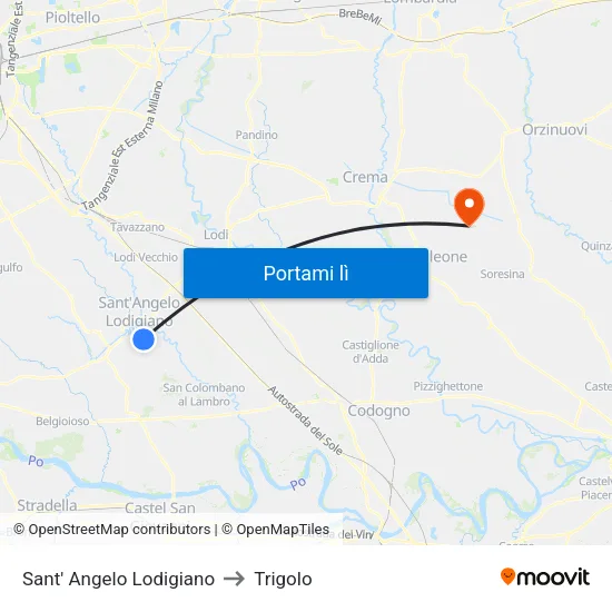 Sant' Angelo Lodigiano to Trigolo map