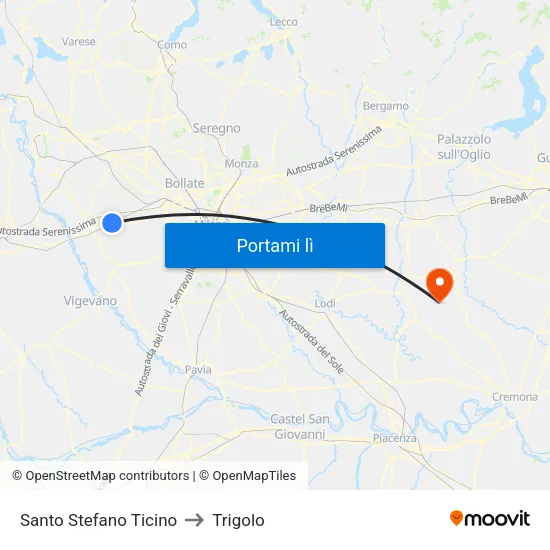 Santo Stefano Ticino to Trigolo map