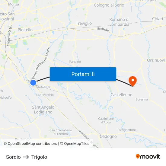Sordio to Trigolo map