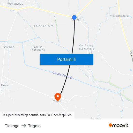 Ticengo to Trigolo map