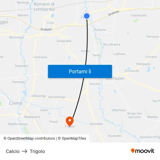 Calcio to Trigolo map