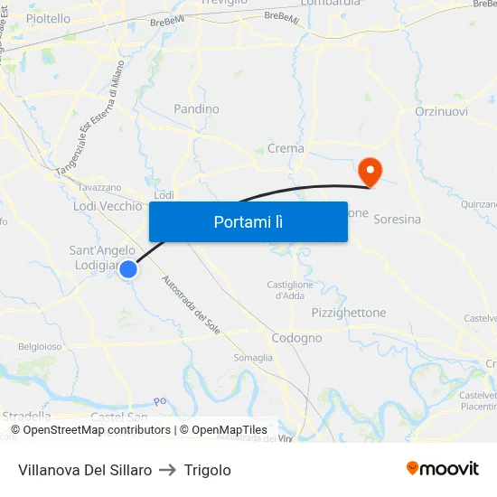 Villanova Del Sillaro to Trigolo map