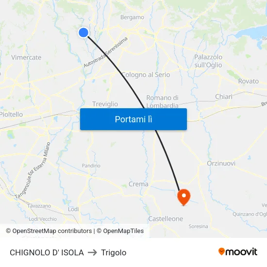 CHIGNOLO D' ISOLA to Trigolo map