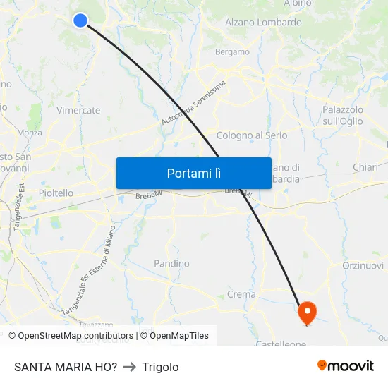 SANTA MARIA HO? to Trigolo map