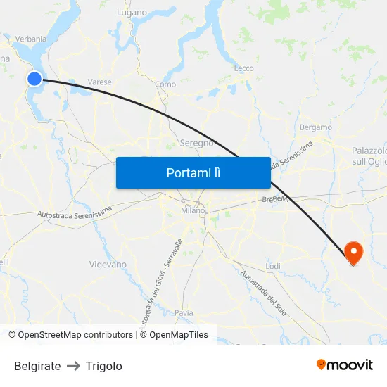 Belgirate to Trigolo map