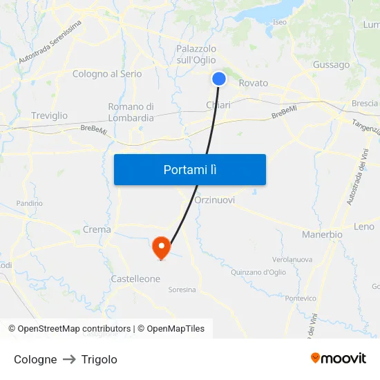 Cologne to Trigolo map