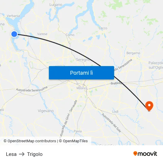 Lesa to Trigolo map