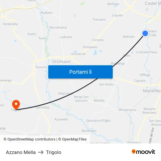 Azzano Mella to Trigolo map