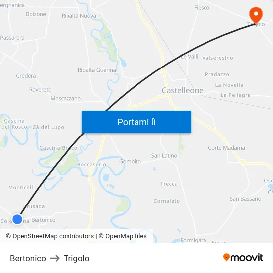 Bertonico to Trigolo map