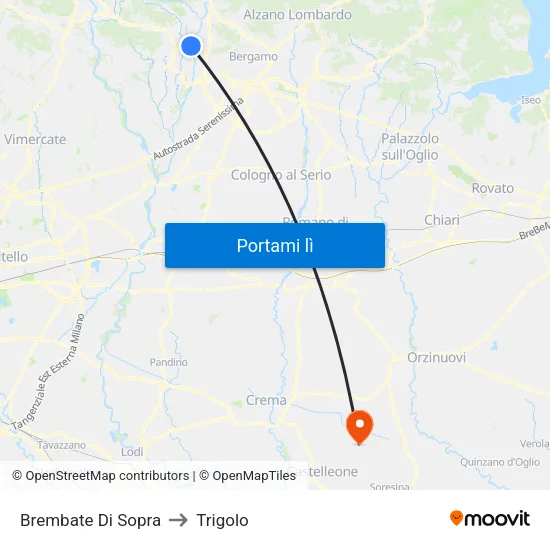 Brembate Di Sopra to Trigolo map