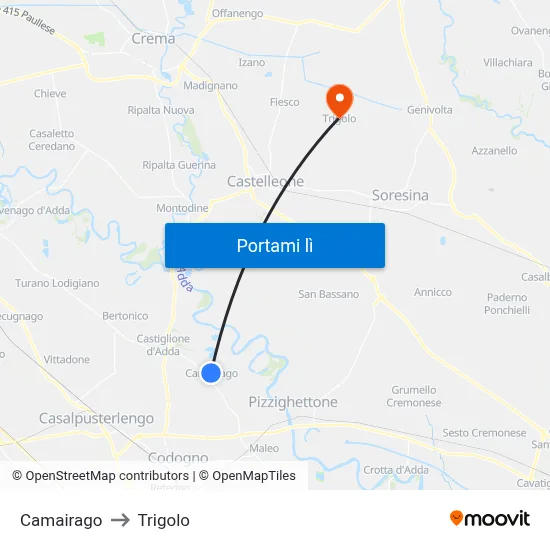 Camairago to Trigolo map