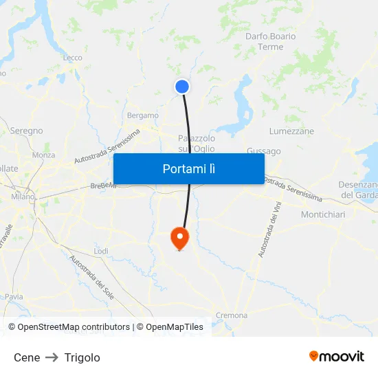Cene to Trigolo map