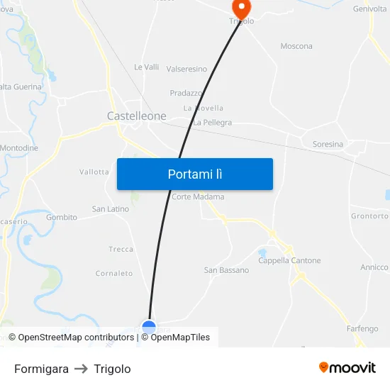 Formigara to Trigolo map