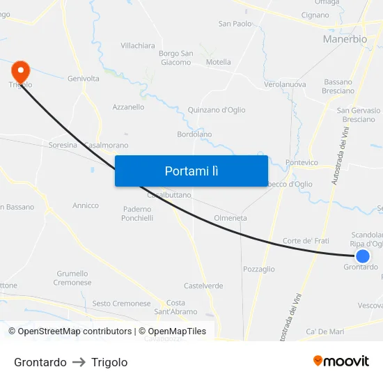 Grontardo to Trigolo map