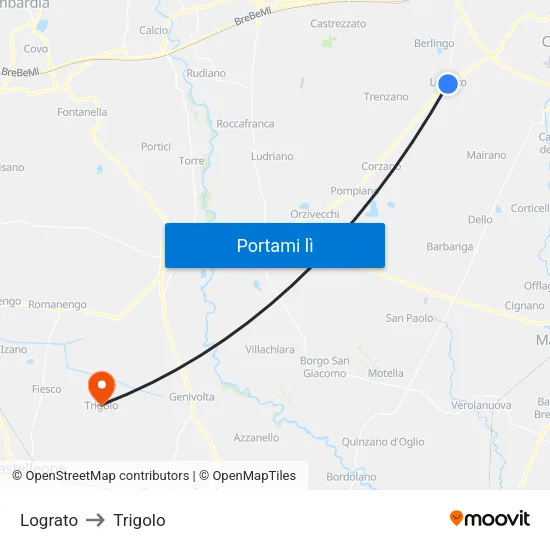 Lograto to Trigolo map