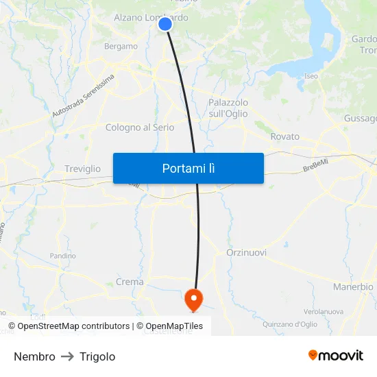 Nembro to Trigolo map