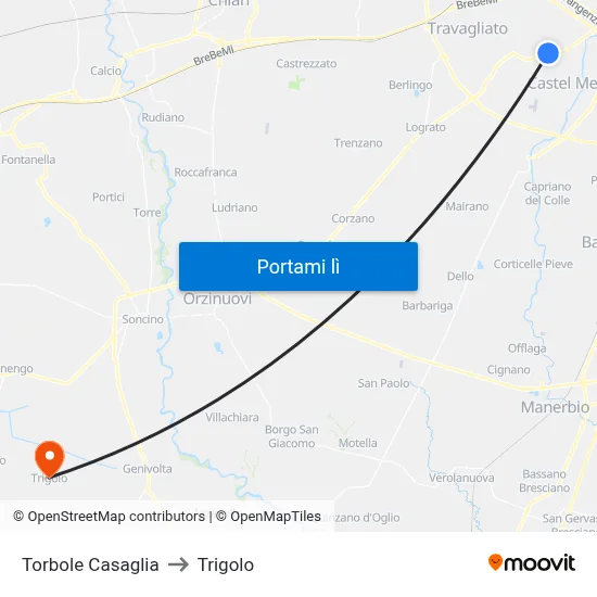 Torbole Casaglia to Trigolo map