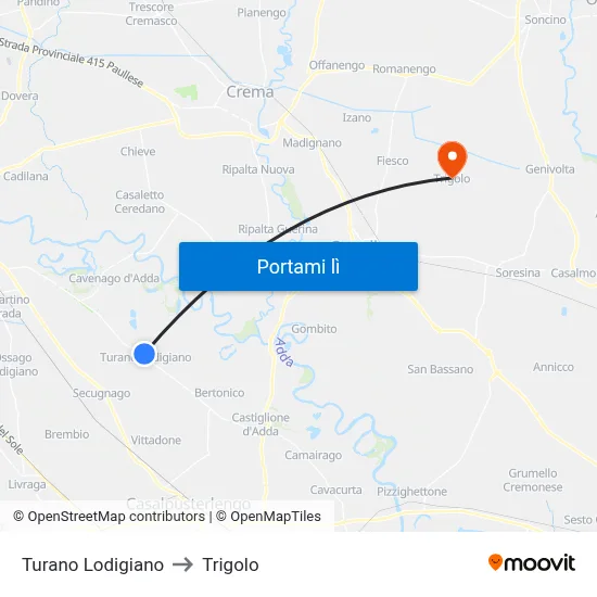 Turano Lodigiano to Trigolo map