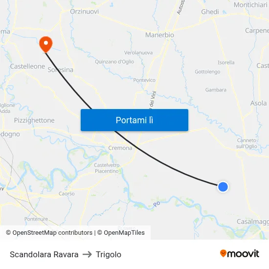 Scandolara Ravara to Trigolo map
