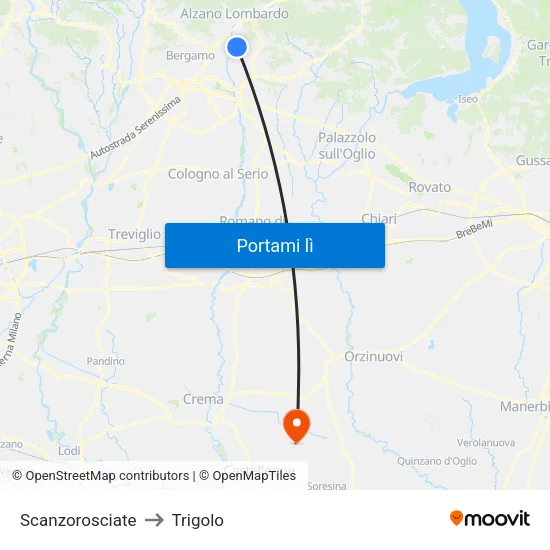 Scanzorosciate to Trigolo map