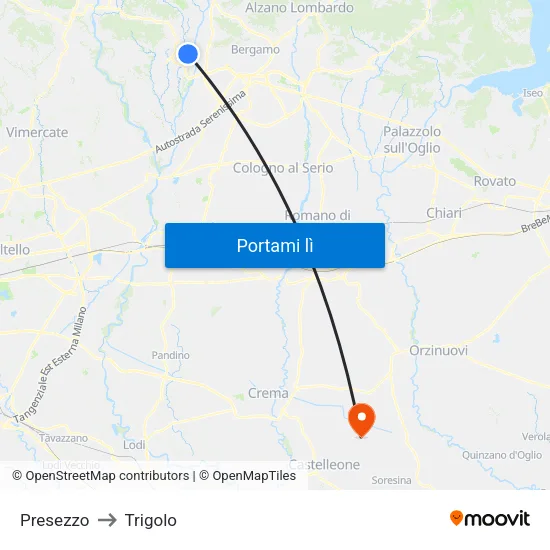 Presezzo to Trigolo map
